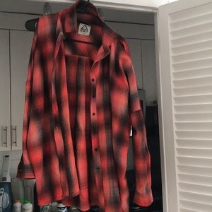UNIF cold shoulder plaid flannel shirt size M